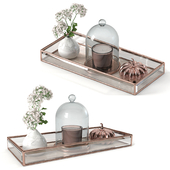 Rose gold table accessories and tray