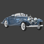 Mercedes 1938 540k blueprint with open top. Classic.Auto, Retro car