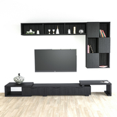 Cabinet with Showcase Living Room LCD TV Stand Wooden Furniture