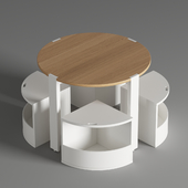 Crate and Barrel Nesting White and Natural Play Table