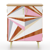 Geometric painted record cabinet Pink Flash