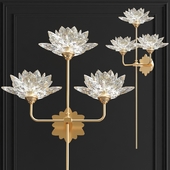 Sconce Crystal Lotus Flower Lotus flower Wall Clear Glass 3
