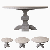 RECLAIMED RUSSIAN OAK BALUSTER ROUND DINING TABLE Grey