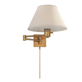 92000DHAB-L Hand-Rubbed Antique Brass Swing-Arm Wall Light in Linen