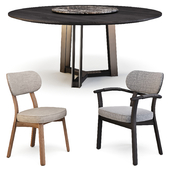 Porada: Dining Set (Table - Shibumi Tondo and Chairs - Evelin)