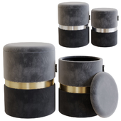 My interno. MY18A060GS (small + big) Set of 2 New-York ottomans (silver + gold)