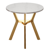 Elke Round Marble End Table with Brass Base (Crate and Barrel)