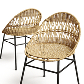 Rounded Wicker Rattan Dining/ Desk Chair