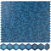 Blue Concave Hexagon Tiles MF ART Ceramics 8 different texture Corona&Vray