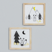 Комплект из 2 рисунков в рамках детских, Forest Camp