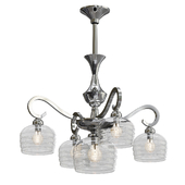 French Moderne Nickel Chandelier