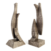 A set of two abstract sculptures.