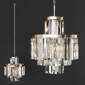 Restoration Hardware 1920S ODEON CLEAR GLASS FRINGE 4-TIER CHANDELIER Nickel