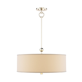Polished Nickel Hanging Shade Ceiling Light in Natural Paper