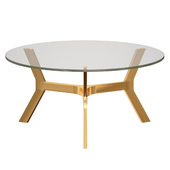 Круглый стеклянный Журнальный столик Elke Round Glass Coffee Table with Brass Base (Crate and Barrel)