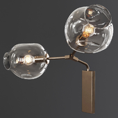 Branching Bubble Sconce Vintage Brass and Clear Glass