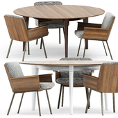 DAIKI OUTDOOR DINING LITTLE ARMCHAIR and PENTHOUSE ROUND Table by Minotti