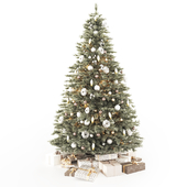 Decorated Christmas tree model with gifts