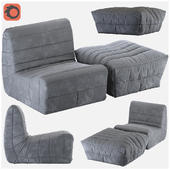 Armchair and pouf French (frameless technology FOAM)