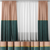 Curtains peach and emerald 50/50