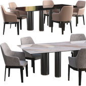 Dining table Cattelan Italia Roll Keramik + chair Molteni Chelsea