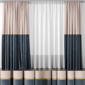 Curtains baked milk and gray-blue 50/50