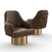 Milo Baughman - Tufted Back Leather Swivel Chair