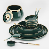 Декоративный набор зеленой посуды 1 NSV