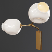 Branching Bubble Sconce Brushed Brass and White Glass