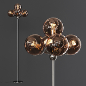 Modo Floor Lamp 5 Globes Polished Nickel and Smoke Glass