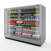 Refrigerated display case with glass doors