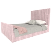 Khloe Double Side Ottoman Bed in Baby Pink Velvet