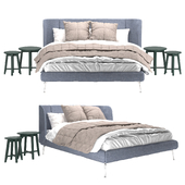 Ikea Tufjord blue Upholstered Bed Rumsmalva pillow Gulved cushion bedspread kragsta side tables