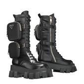 PRADA Brushed rois leather and nylon Monolith boots