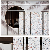 Decorative wall panel with mirror and Terrazzo