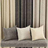 a set of fabric materials in neutral colors with a small pattern