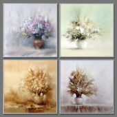 Set of 4 paintings for a modern interior
