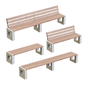 Set of park benches