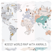 Creativille | Wallpapers | 20321 Doodle-style World Map with Animals
