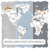 Creativille | Wallpapers | 20320 Doodle-style World Map with Animals