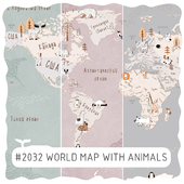 Creativille | Wallpapers | 2032 Doodle-style World Map with Animals