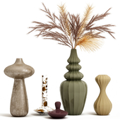 A set of vases with decor.