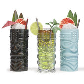TIKI glasses with cocktails