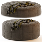 ROUND SADDLE FABRIC POUF OTTOMAN