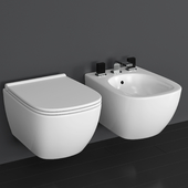 Wall-mounted toilet and bidet Ceramica Globo Genesis, mixer Fantini Venezia