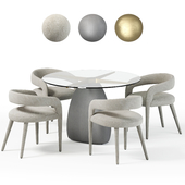 Table and chair STONE GRAY ROUND LISETTE CB2 exclusive