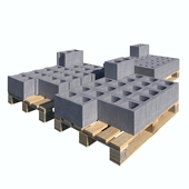 Concrete blocks on pallets