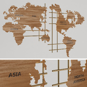 Wall Wood Map Panel
