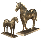 low poly Sculpture set 02-horse