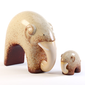 Mother and child elephant (ceramic)